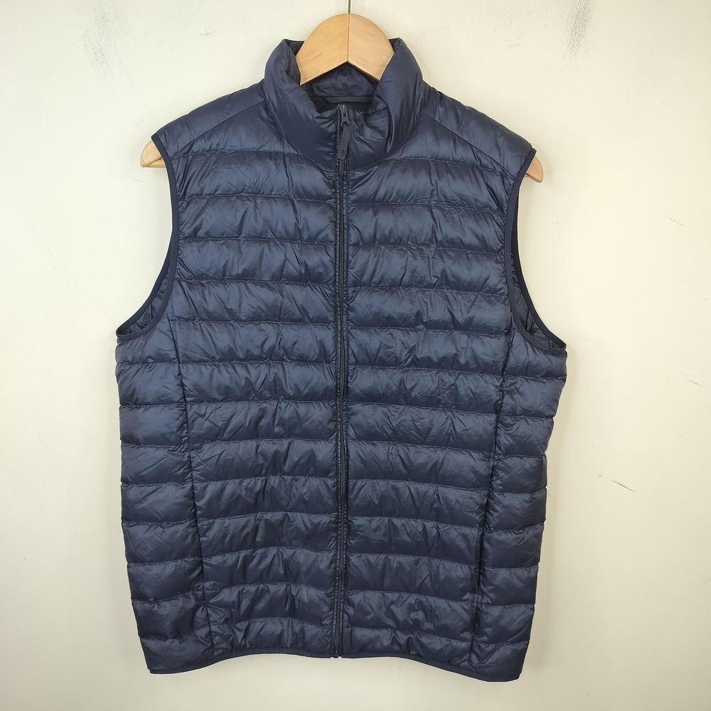 Uniqlo Ultra Light Down Puffer Vest Mens Medium Bodywarmer Packable Zip Up Navy